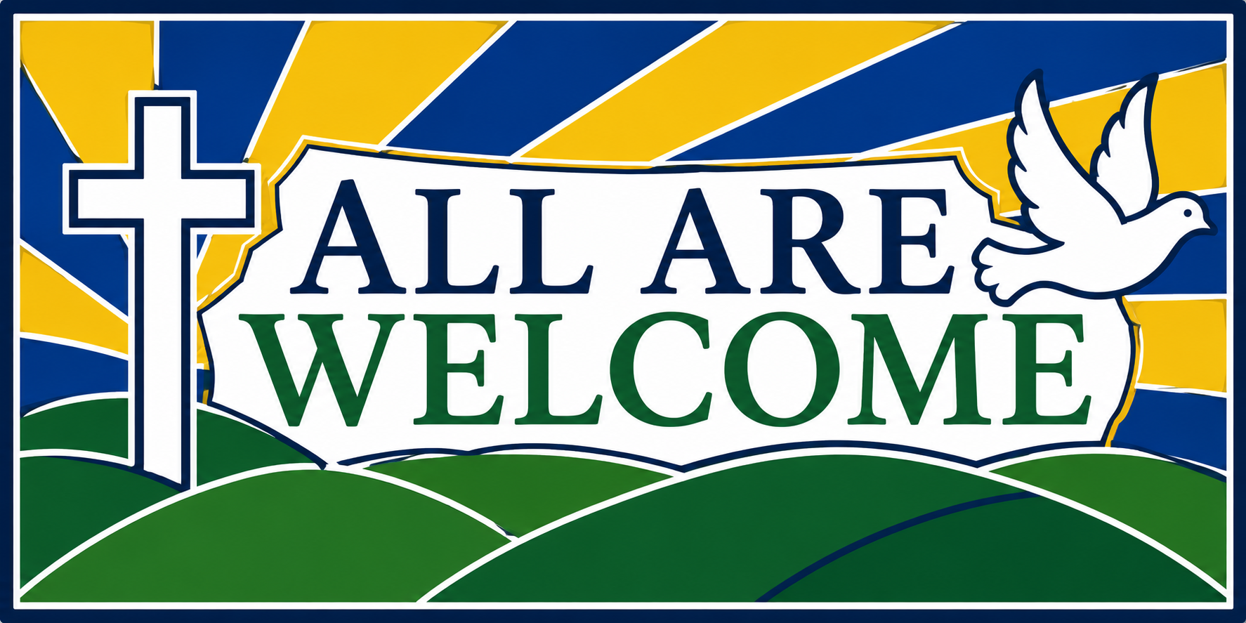 Welcome graphic for visiting the church